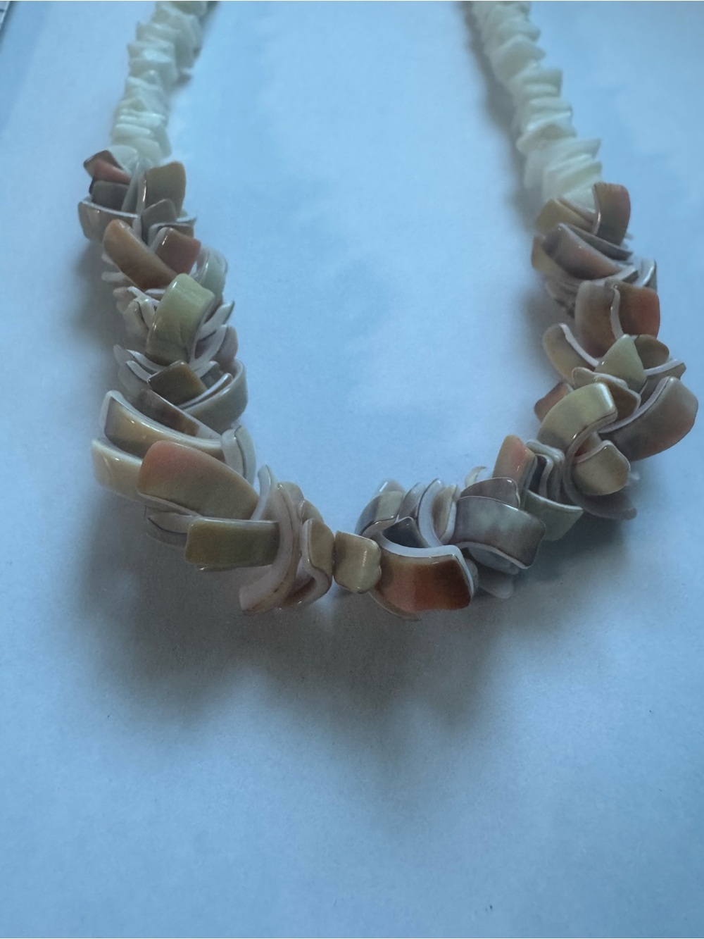 Multi-Tone Shell Petal Necklace - Neutral Pastel Colors